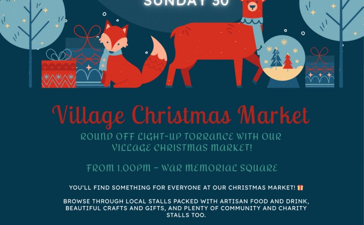 Christmas Market 30th November from 1:00 at the War Memorial