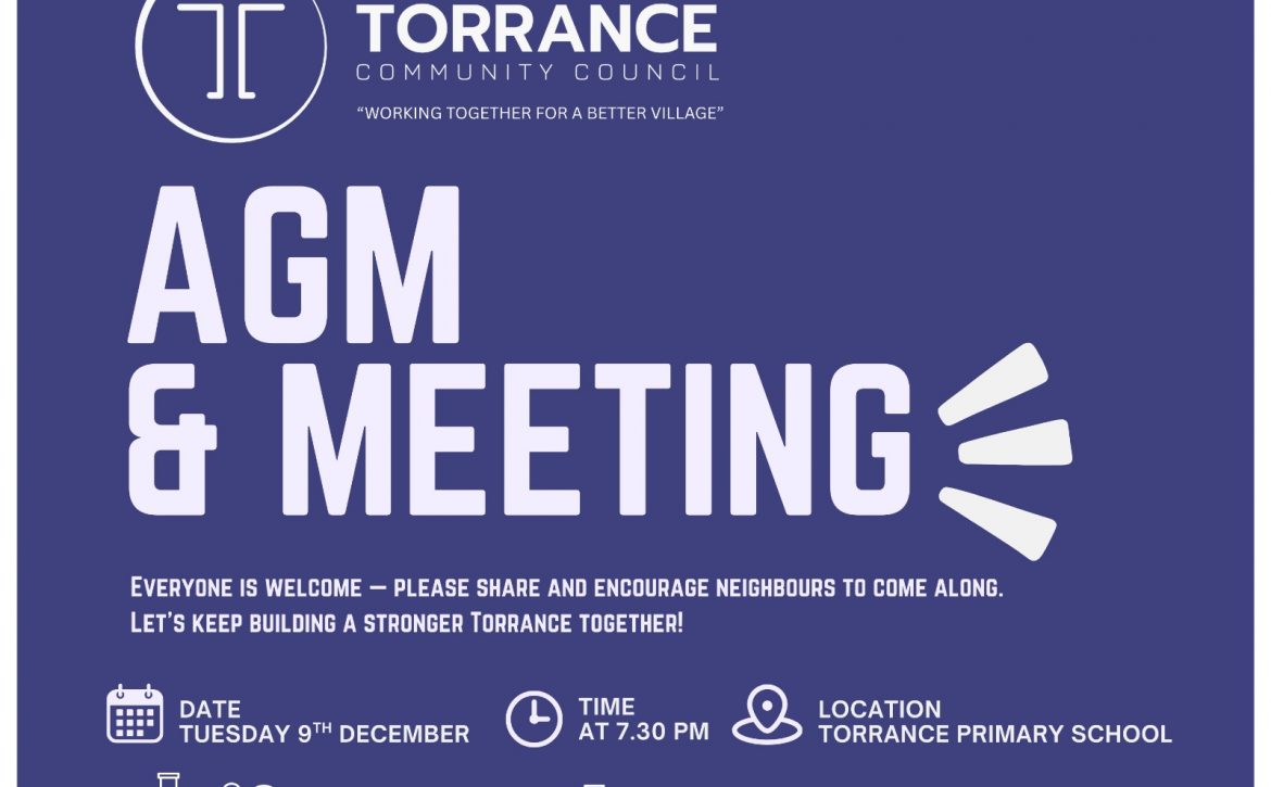 AGM meeting 9th December 7:30pm